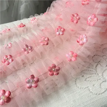 5Yard/Daug Rožinės lėlės princesė sijonas pagalvę nėrinių apdaila klostes užuolaidos ir sofa-lova sijonas nėrinių audinio drabužius, priedai