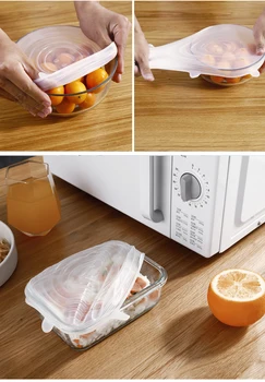 6 silikono elastinga padengti daugkartinio naudojimo uždaromos maisto pakuočių išlaikyti šviežią sandarų dulkių dangtelį ruožas apima virtuvės saugojimo priemonė