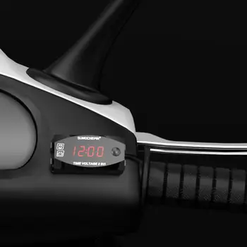 6 V-30 V 2-in-1 LED Voltmeter Motociklo Elektrinių Transporto priemonių Laikrodis Multi-funkcija Su Skaitmeniniu Ekranu