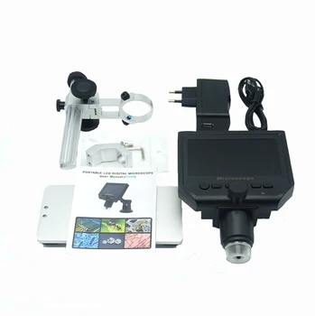 600X skaitmeninis mikroskopas, elektroninis vaizdo mikroskopu 4.3 colių HD LCD litavimo mikroskopu telefonu remontas didinamasis stiklas + metalas stendas