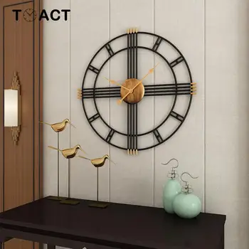 60cm Didelis Šiaurės Sieniniai Laikrodžiai Retro Ketaus Apvalus Didelis Laikrodis Namų Puošybai Sieniniai Laikrodžiai Modernus Dizainas, Žiūrėti Svetainės Dekoras