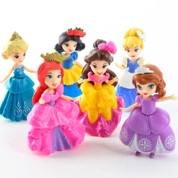 6pcs/set Sofija Princesė snieguolė Bella PVC Pelenė figūrėlių, žaislinių sophia lėlės pirmą Princesės Žaislai vaikams