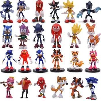 6pcs/set Sonic 4 Pav Stilių Bumas Retas Dr Eggman Šešėlis PVC Modelis Žaislas Sonic Šešėlis Uodegos Simbolių Vaikams Dovanų 5-9cm