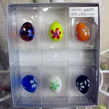 6vnt Užsakymą didmeninė Velykų kiaušiniai murano papuošalai, rankų darbo stiklo amatų vestuves apdaila stiklo rutuliukai kiaušiniai