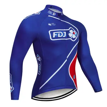 6XL 2020 Mėlyna FDJ Dviračių komandos Apranga Dviračių džersis Quick Dry Mens Dviračių marškinėliai ilgomis Rankovėmis Pro Cycling Megztiniai Dviratį Maillot