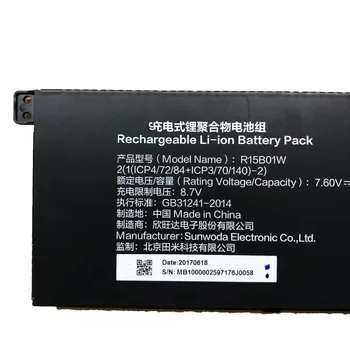7.60 V 7900mAh 60.04 Wh R15B01W nauja originali Nešiojamojo kompiuterio Baterija Xiaomi Pro i5 15.6 R15B01W
