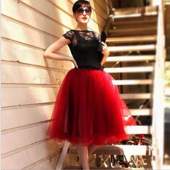 7 Sluoksnių Midi Tiulio Sijonas Mergaitėms Mados Tutu Sijonai Moterims Kietas Nėrinių Kamuolys Suknelė Šalies Mergina Lolita faldas saia jupe
