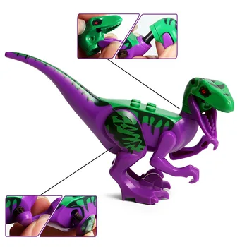 8Pcs/daug Juros periodo Pasaulyje Dinozaurų Parkas Blokai Spalvinga Velociraptor Stegosaurus Pterodactyl Surenka Duomenys Plytų Žaislas