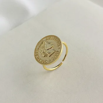 925 Sterling Skiedra Šveicarijos Moneta Disko Krauti Žiedus Moterims Vinatge Reguliuojamas Atidaryti Žiedai Minimalistinio Turas Charakterį