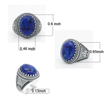 925 Sterlingas Sidabro Žiedas Vyrų Mėlyna Natūralus Akmuo Lapis Karūna Inkaro Juodas Cirkonis Akmuo Šalies Vestuvinį Žiedą, Fine Jewelry