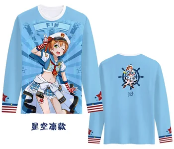 9Colors Love Live Jūrų Laivyno Pažadinti Atspausdintas T-shirt Cosplay Kostiumų Tojo Nozomi Hoshizora Nin Yazawa Nico Long Sleeve Tee Marškinėliai