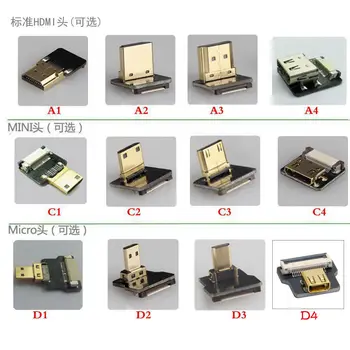 A2 FPV Micro HDMI Mini HDMI laipsnių Adapteris, 5cm-100cm FPC Juostelės Plokščias HDMI Kabelis, Pikis 20pin už Multicopter Oro Fotografija
