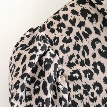 Aachoae Leopardas Spausdinti Palaidinė Marškinėliai Moterims Ilgomis Rankovėmis Derliaus Ponios Tunika Palaidinės Pasukite Žemyn Apykaklės Atsitiktinis Biuro Marškinėliai Topai
