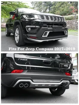 ABS Priekiniai +Galiniai automobilio Buferio Difuzorius Raštas Guard Slydimo Plokštė Tinka Jeep Compass 2017 m. 2018 m. 2019 m.