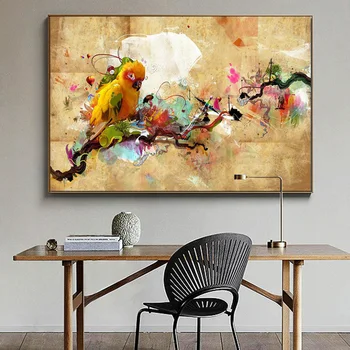 Abstraktaus Meno Dažų Papūga Paukštis, Drobė, Tapyba, Plakatų ir grafikos Sienos Meno Nuotrauką Kambarį Namo Apdaila Cuadros