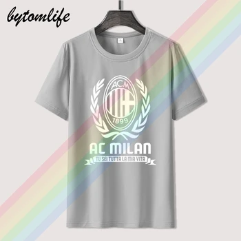 AC Milan Italija Italija Futbolas Futbolas Futbol Marškinėliai Vasaros Spausdinti Populiarus Black Marškinėliai Medvilnės Tees Trumpas Rankovės Unikali Vyrų Viršūnės
