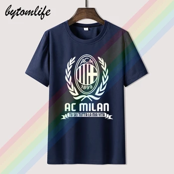AC Milan Italija Italija Futbolas Futbolas Futbol Marškinėliai Vasaros Spausdinti Populiarus Black Marškinėliai Medvilnės Tees Trumpas Rankovės Unikali Vyrų Viršūnės