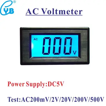 AC Įtampą Skaitiklio Maitinimo šaltinis DC 5V AC Įtampos Testeris AC 0-200mV 2V 20V 200V 500V Voltmeter Volt Skydelis Skaitiklio Įtampos Stebėti