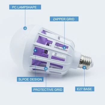 AC175~220V LED Uodų Žudikas Lempa E27 LED Lemputė 15W 2 režimai, Skirti Namų Apšvietimo Vabzdžių Anti Uodai Repeller Klaidą Zapper