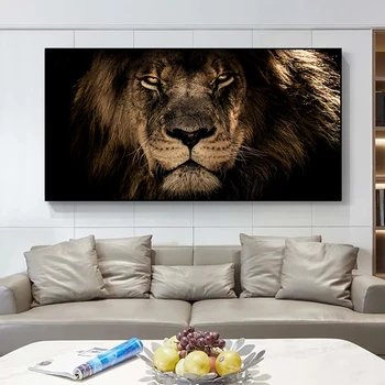Afrikos Didelis Liūtai Veido Drobės Tapybos Plakatai ir Spausdina Cuadros Sienos paveiksl Gyvūnų Liūtai Nuotraukas Kambarį