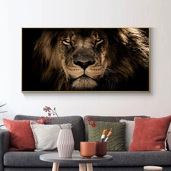 Afrikos Didelis Liūtai Veido Drobės Tapybos Plakatai ir Spausdina Cuadros Sienos paveiksl Gyvūnų Liūtai Nuotraukas Kambarį