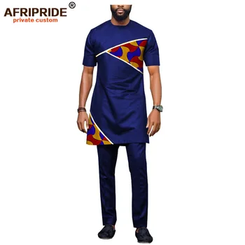 Afrikos Vyrų Drabužiai Dashiki Viršūnes ir Ankaros Kelnės 2 Gabalas Tinka Spausdinti Komplektus Atsitiktinis Palaidinė marškinėliai AFRIPRIDE A1816002