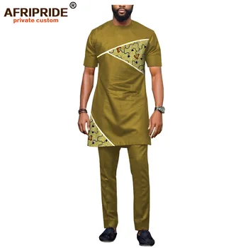 Afrikos Vyrų Drabužiai Dashiki Viršūnes ir Ankaros Kelnės 2 Gabalas Tinka Spausdinti Komplektus Atsitiktinis Palaidinė marškinėliai AFRIPRIDE A1816002