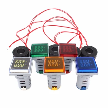 Aikštėje LED Ac Skaitmeninis Dvigubas Ekranas Voltmeter Ammeter A Įtampa Srovės Matuoklio Indikatorius Signalo įspėjamosios Lemputės 60-500V 0-100A