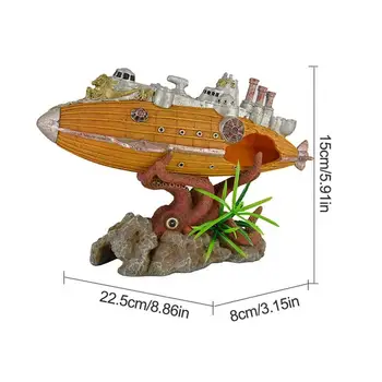 Akvariumas Kraštovaizdžio Puošmena Dirižablis Karo Laivas Povandeninis Laivas Formos Pastogę Namas Žuvų Bakas Rockery Dekoravimas Ornamentais