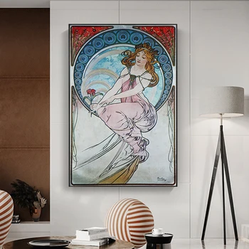 Alphonse Mucha Elegantiškas Moteris, Drobės, Paveikslai ant Sienų, Menas, Plakatų ir grafikos Menas Drobė Nuotraukas Cuadros už Kambarį