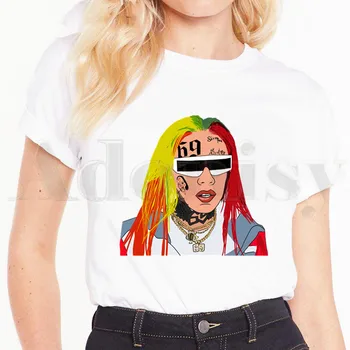 Amerikiečių Reperis 6ix9ine Tekashi 69 Hip-Hop T Marškinėliai, moteriški marškinėliai trumpomis Rankovėmis Moteriška Viršūnes Tees Harajuku 