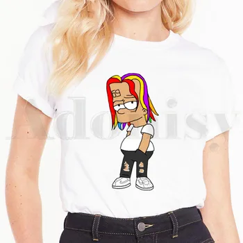 Amerikiečių Reperis 6ix9ine Tekashi 69 Hip-Hop T Marškinėliai, moteriški marškinėliai trumpomis Rankovėmis Moteriška Viršūnes Tees Harajuku 