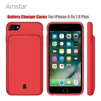 Amstar Baterijos Kroviklis Atvejais Silikonas atsparus smūgiams Galia banko Atveju iPhone 6 6s 7 8 Plius Išorės Baterijos Įkrovimo Paketą Atveju