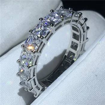 Amžinybės Pažadas žiedas 925 Sterlingas sidabro Princesė iškirpti 4mm AAAA cz Dalyvavimas Vestuvių Juostoje Žiedai, moterų Nuotakos Piršto Papuošalai