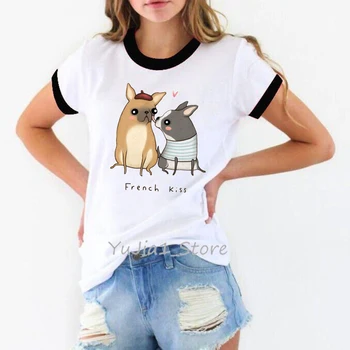 Anatomija pug šuo gyvūnų spausdinti marškinėliai moterims grafinis tee marškinėliai femme harajuku kawaii drabužius baltos spalvos marškinėlius streetwear viršūnės