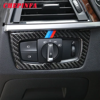Anglies Pluošto Automobilių Optikos priekinių Žibintų Jungiklio Mygtukai Rėmo Apima Lipdukai Trimr BMW X1 X5 X6 F20 F30 F32 F34 3 Serijos GT