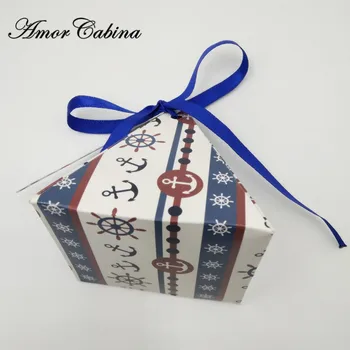 Animacinis personažas inkaro burlaivis kūdikių saldainių dėžutė mėlynos gimtadienio baby shower dekoracijos vaikams dovanų dėžutė šokolado dėžutė