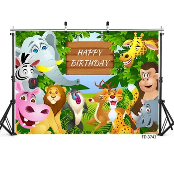 Animacinių Filmų Džiunglės Safari Gyvūnų Fotografijos Fone Dekoro Baby Shower Vaiko Gimtadienio Plakatas Backdrops Foto Studija Rekvizitai