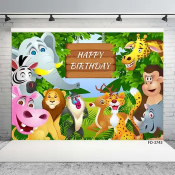 Animacinių Filmų Džiunglės Safari Gyvūnų Fotografijos Fone Dekoro Baby Shower Vaiko Gimtadienio Plakatas Backdrops Foto Studija Rekvizitai