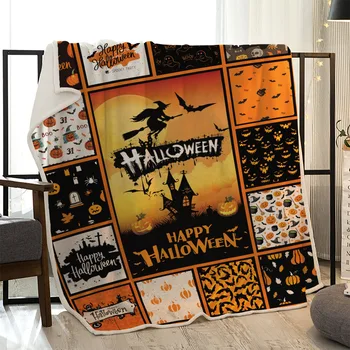 Animacinių filmų Helovinas modelio šiltas vilnos antklodė sherpa pliušinis dirbtiniais kailiais tv, sofa dovana mesti antklodės poliesteris Helovinas dovana
