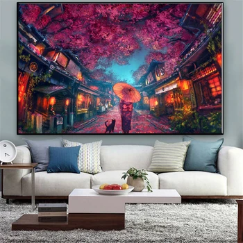Anime aplinkinių animacinių filmų cherry blossom dekoravimas, tapyba tapyba core plakatas siena lipdukas frameless namų puošybai