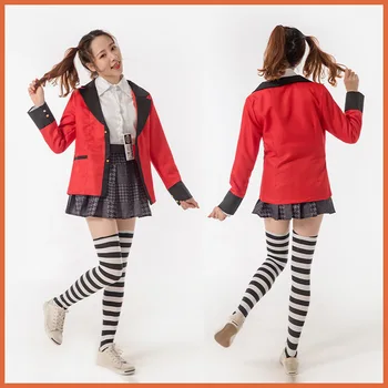 Anime Kakegurui Cosplay Pav Yomotsuki runa Cosplay Kostiumų JK Mokyklos Mergaičių Uniforma Hoodie Helovinas Dress Kailis Perukai Moterims
