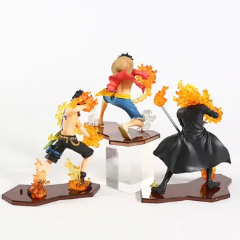 Anime One Piece Ataka Optikos Luffy + Sabo + Ace PVC Duomenys Kolekcines Modelis Žaislai 3pcs/set