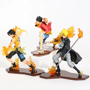 Anime One Piece Ataka Optikos Luffy + Sabo + Ace PVC Duomenys Kolekcines Modelis Žaislai 3pcs/set