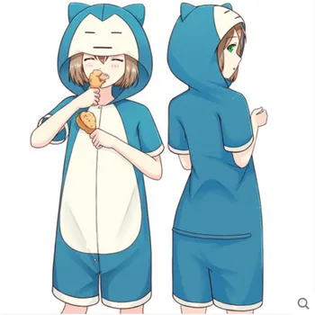 Anime pižama Snorlax vyrai moterys suaugusiųjų trumpas rankovės pižama animacinių filmų gyvūnų kigurumi vasaros unisex cosplay kostiumų.