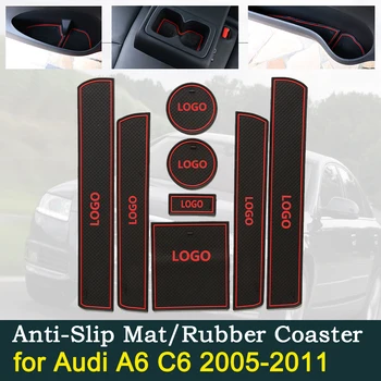 Anti-slip Gumos Durų Taurės Pagalvėlių Audi A6 C6 4F RS6 S6 S line RS 6 2005-2011 m. 2006 m. 2007 m. 2008 m. 2009 m. 2010 m. Mat Automobilių Reikmenys