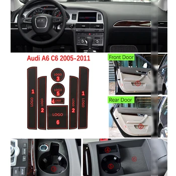 Anti-slip Gumos Durų Taurės Pagalvėlių Audi A6 C6 4F RS6 S6 S line RS 6 2005-2011 m. 2006 m. 2007 m. 2008 m. 2009 m. 2010 m. Mat Automobilių Reikmenys