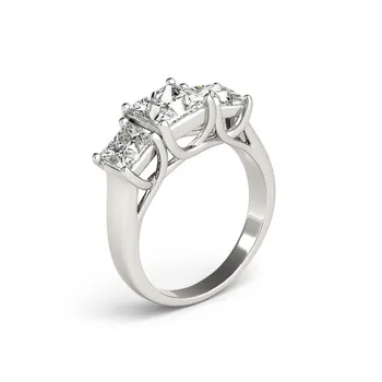 ANZIW 925 Sterlingas Sidabro Moterų Vestuvės Vestuvinis Žiedas 1.25 ct Princesė Iškirpti Trys Akmenys, Žiedai, Jubiliejų, Gražių Papuošalų Dovanos