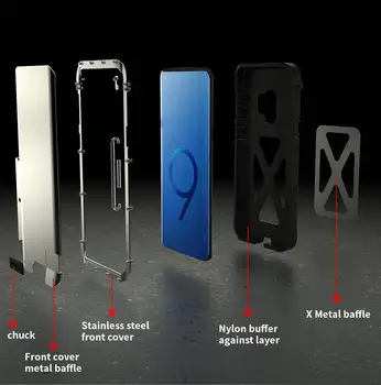 Apversti Metalo, Aliuminio, atsparus smūgiams Šarvai Telefono Dėklai Samsung Galaxy S8 S9 S10 Plius 5G Pastaba 8 9 10 Plius su Atrama Funkcijų