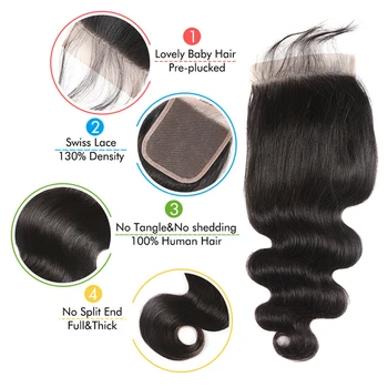 Asteria Kūno Bangų Paketų Su 5x5 Nėrinių Uždarymo Brazilijos Plaukų Pynimas 3 Ryšulius Su Uždarymo Natūralus Juodas Remy Hair Extension